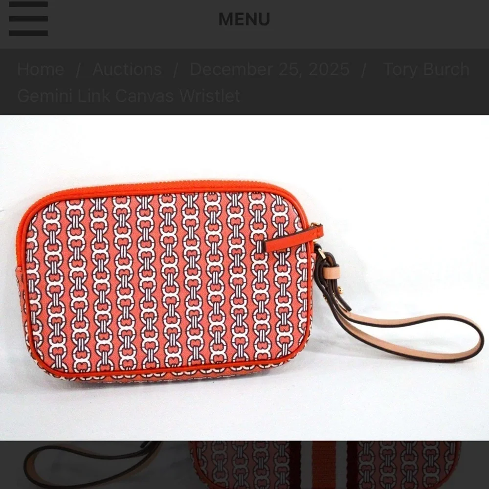 Tory Burch Red Canvas Wristlet